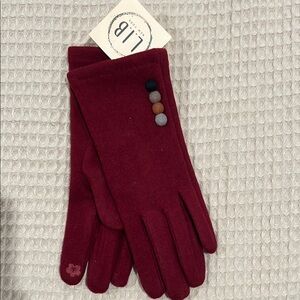 Burgundy Knit Winter Gloves